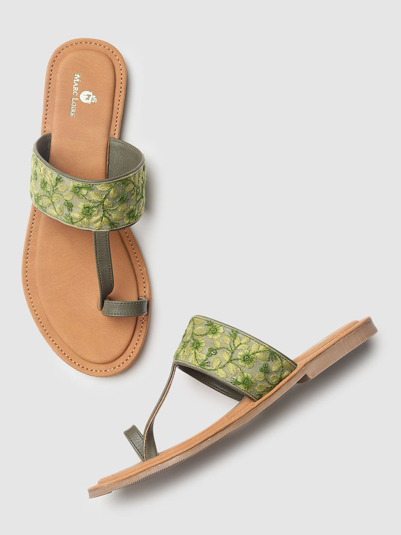 Green Textured Flats
