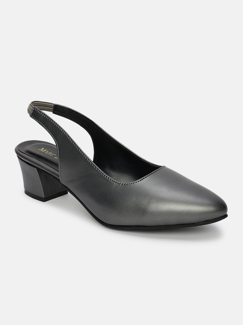 Solid Block Heel Pumps With Backstrap