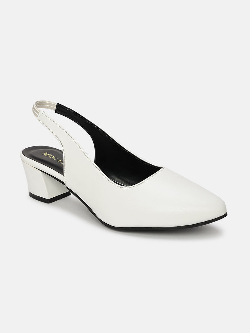 Solid Block Heel Pumps With Backstrap