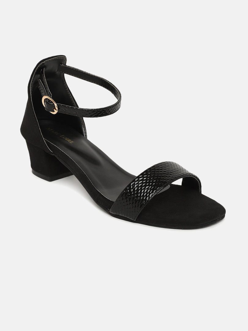 Ankle strap black block heel