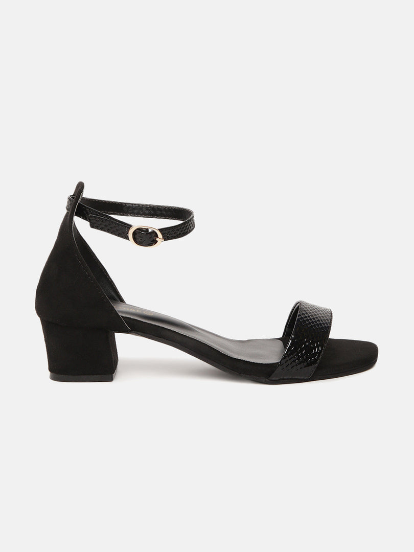 Ankle strap black block heel