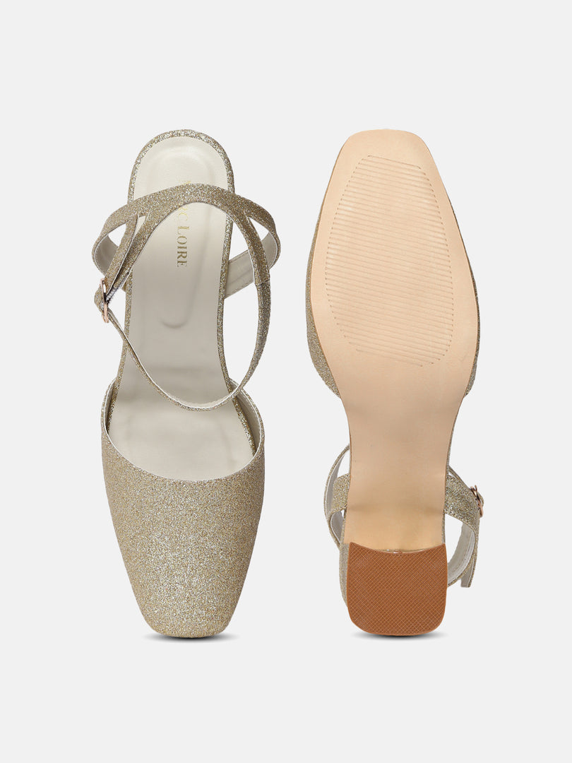 Shimmer Block Heels