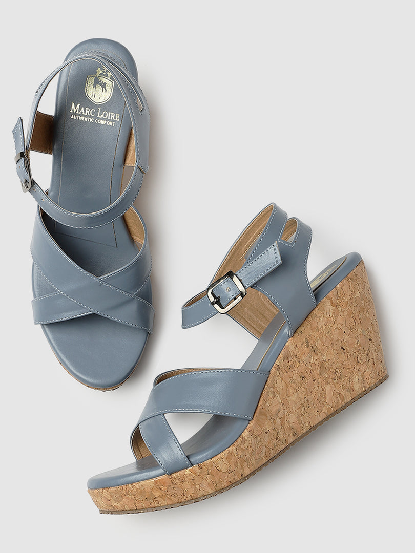 Cross Strap Open Toe Wedge Heels