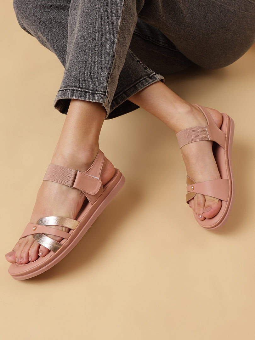Solid-Velcro-One Toe Flats