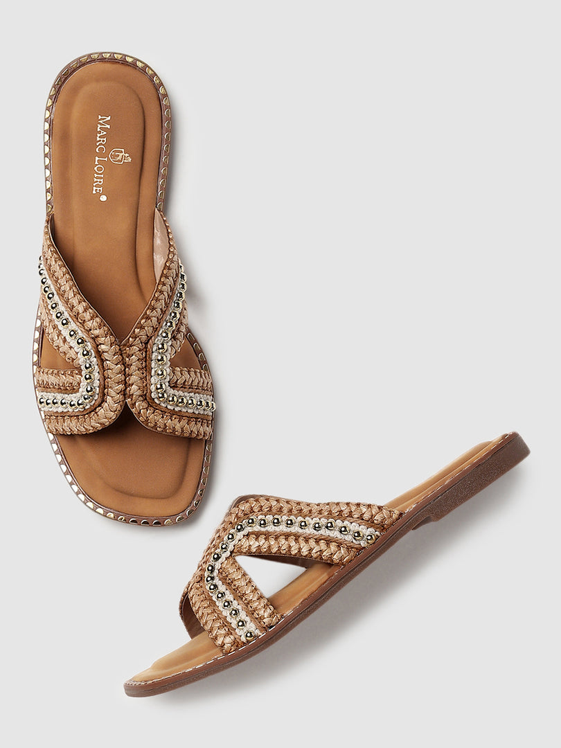 Embellished-Party-Open Toe Flats