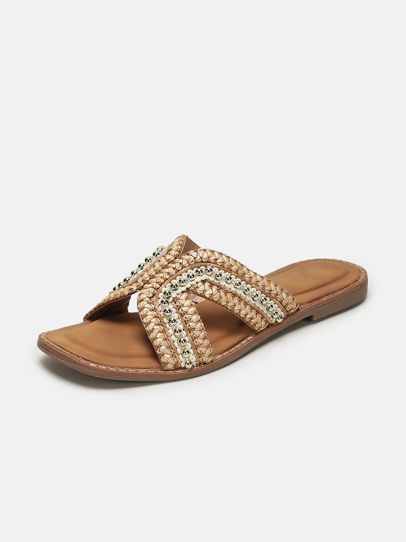 Embellished-Party-Open Toe Flats