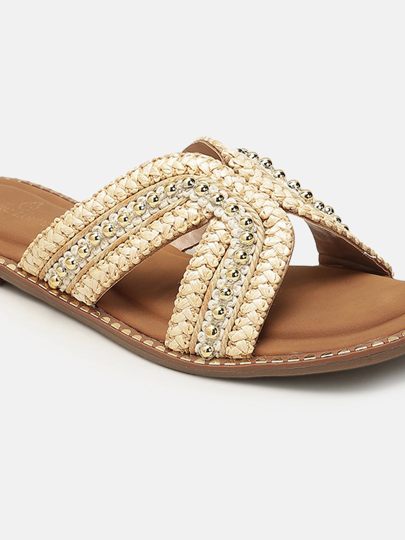 Embellished-Party-Open Toe Flats