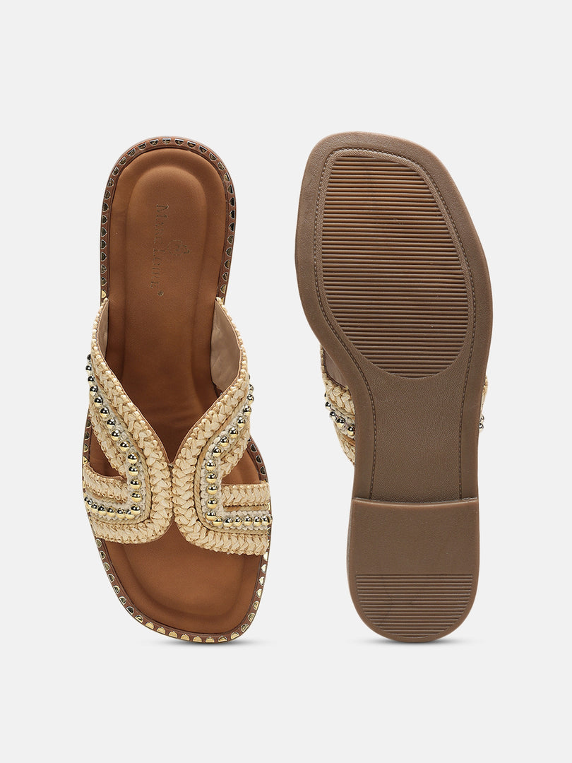 Embellished-Party-Open Toe Flats