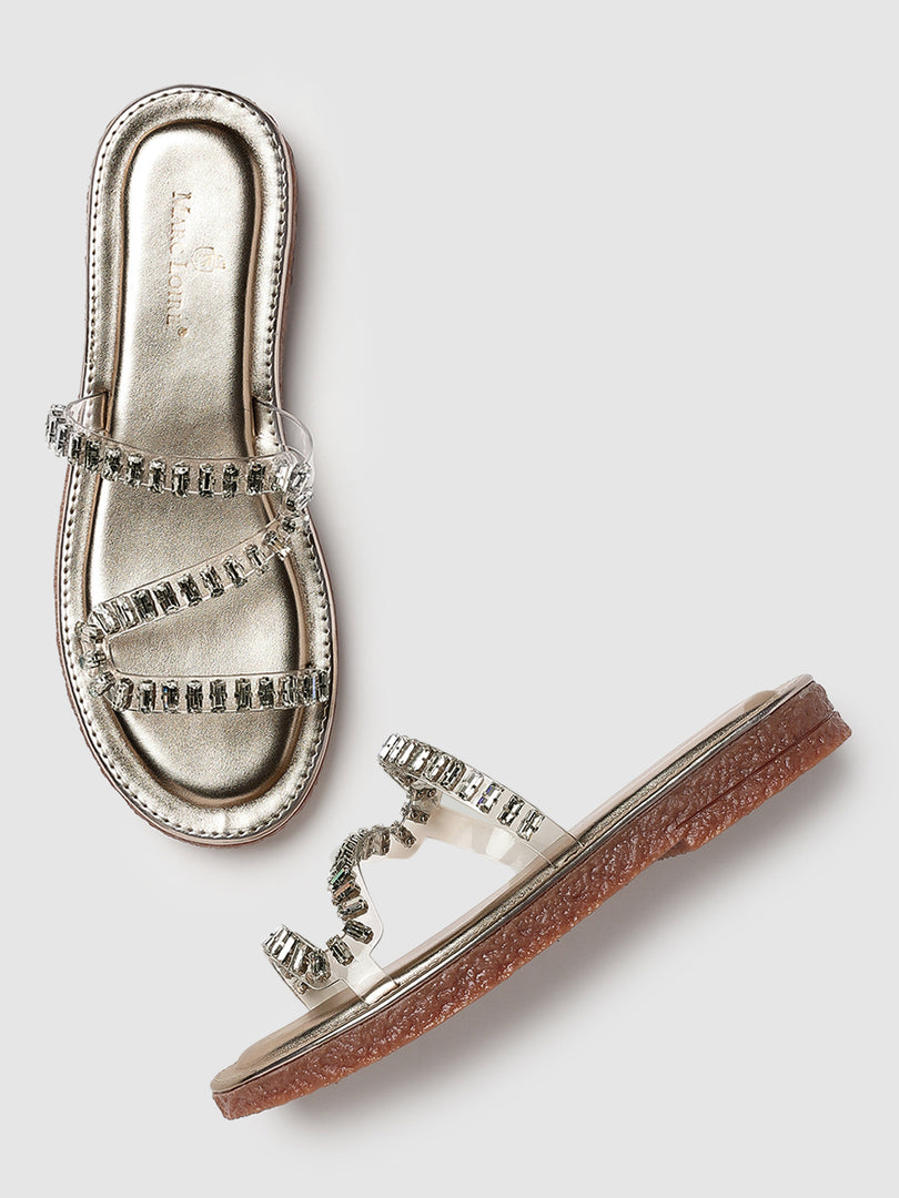 Embellished-Party-Open Toe Flats