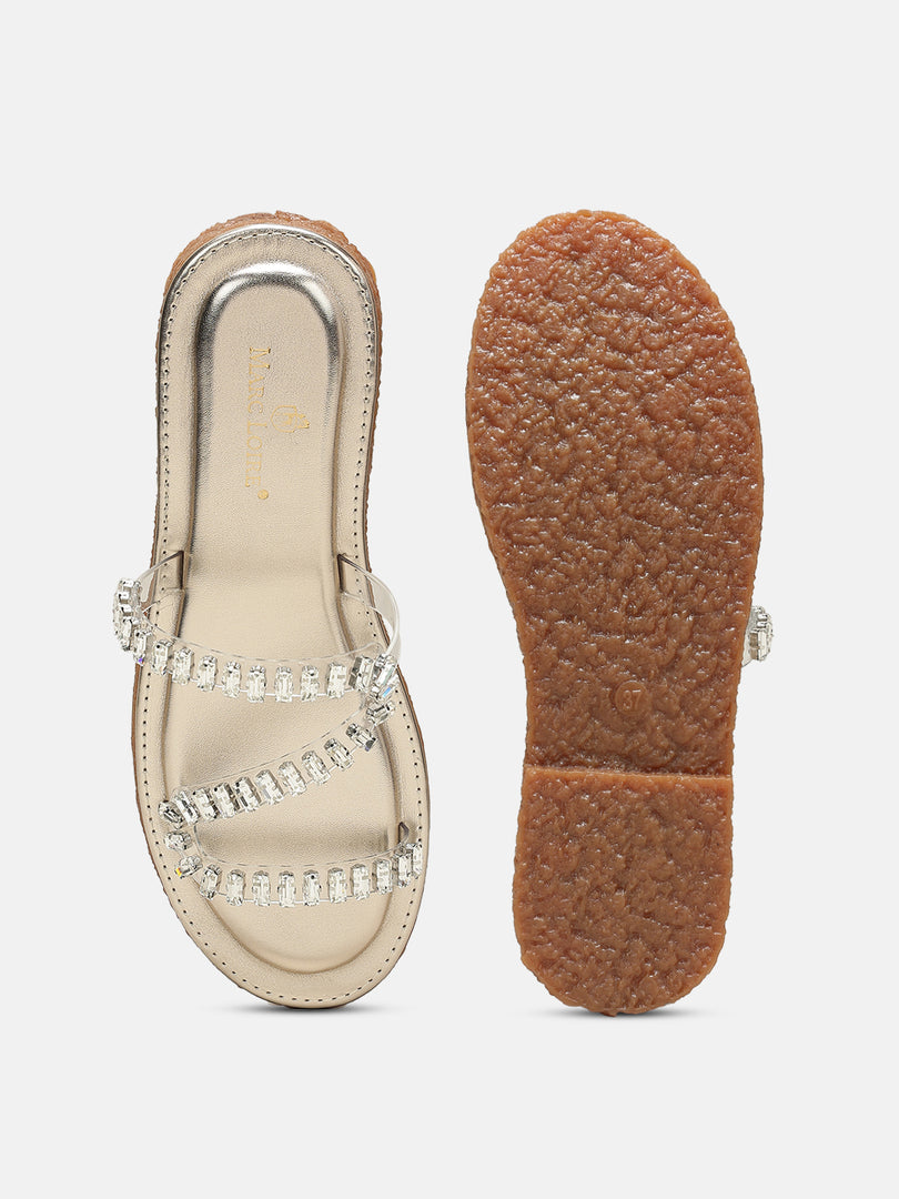 Embellished-Party-Open Toe Flats
