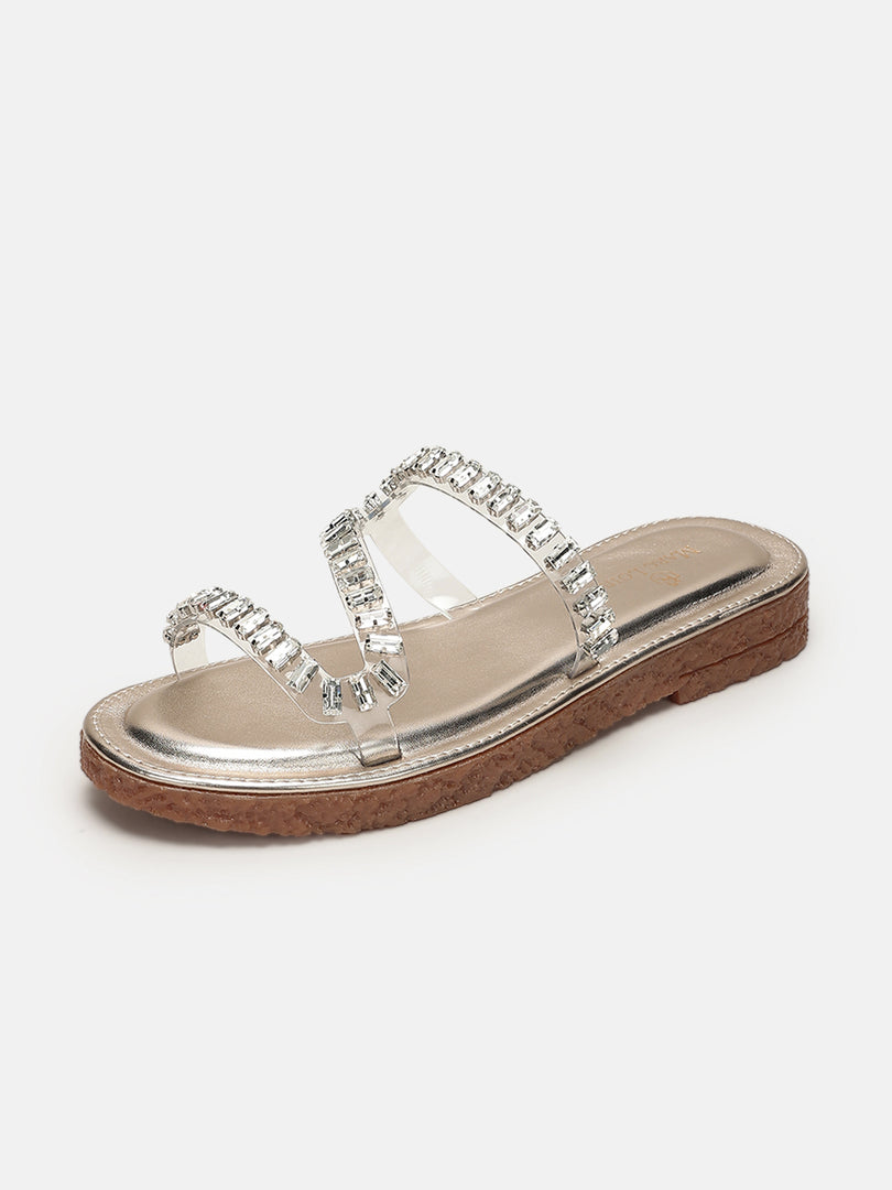 Embellished-Party-Open Toe Flats