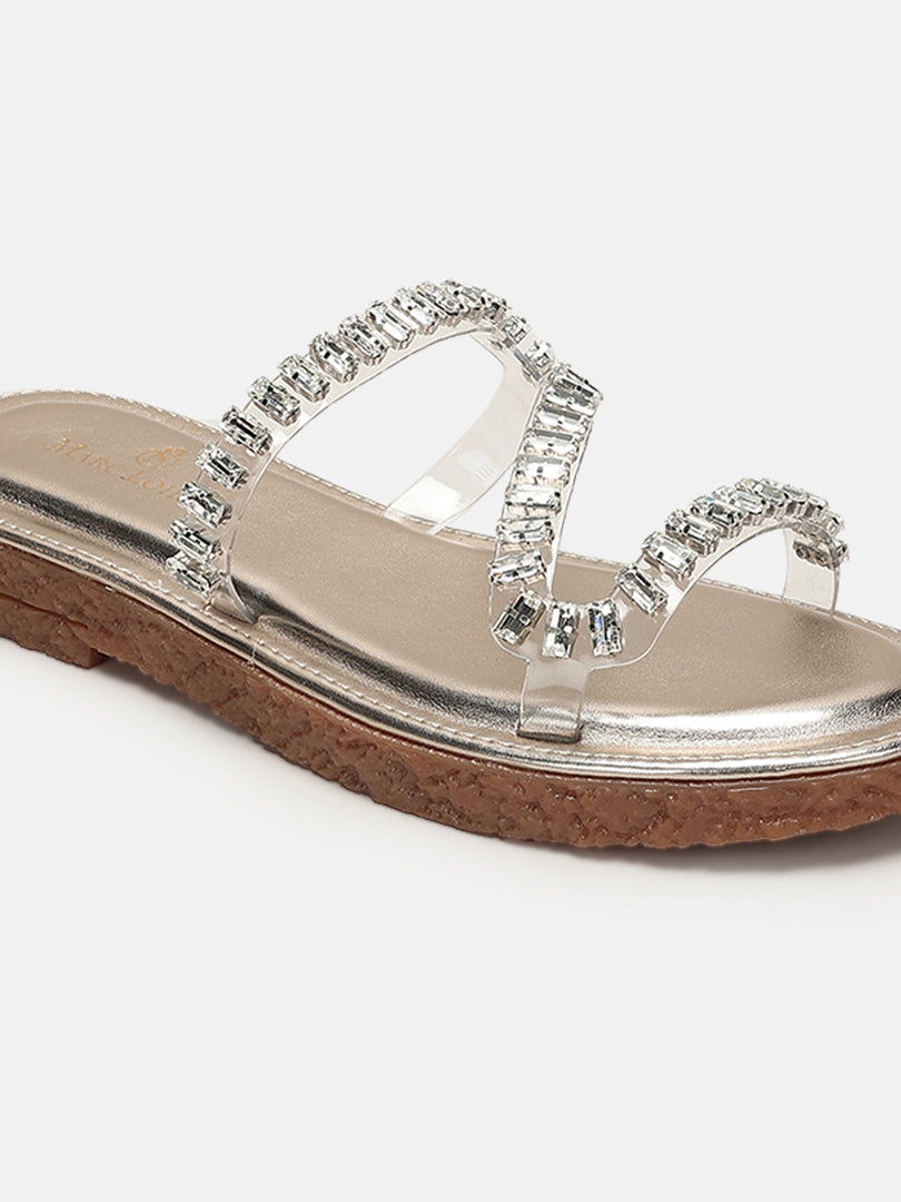Embellished-Party-Open Toe Flats