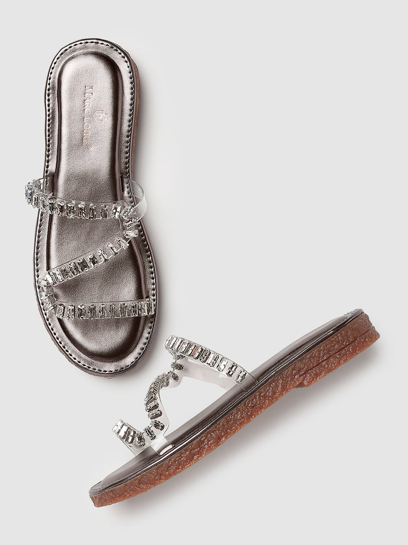 Embellished-Party-Open Toe Flats