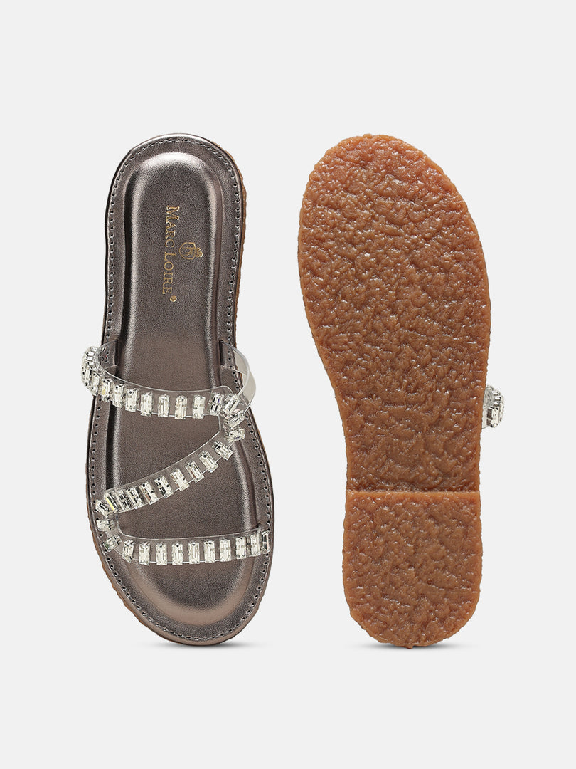Embellished-Party-Open Toe Flats