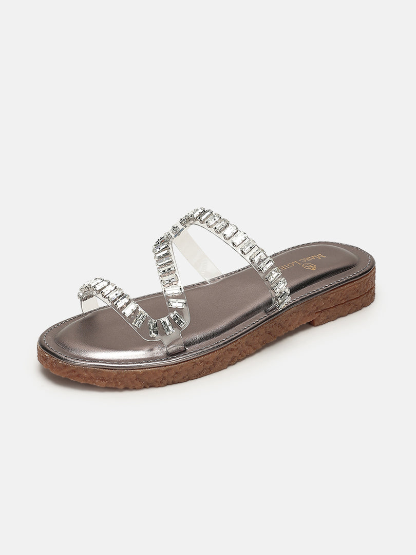 Embellished-Party-Open Toe Flats