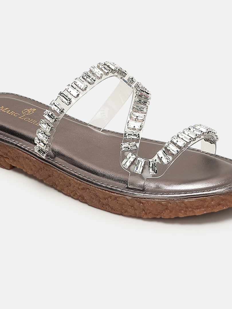 Embellished-Party-Open Toe Flats