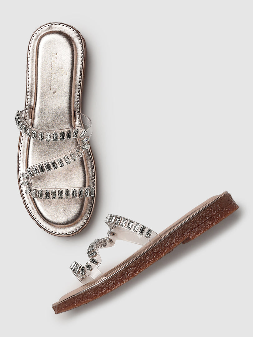 Embellished-Party-Open Toe Flats