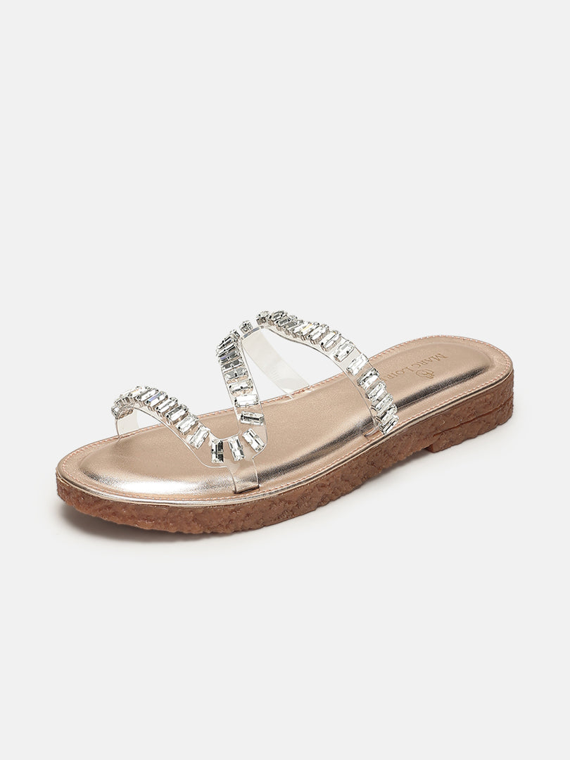 Embellished-Party-Open Toe Flats