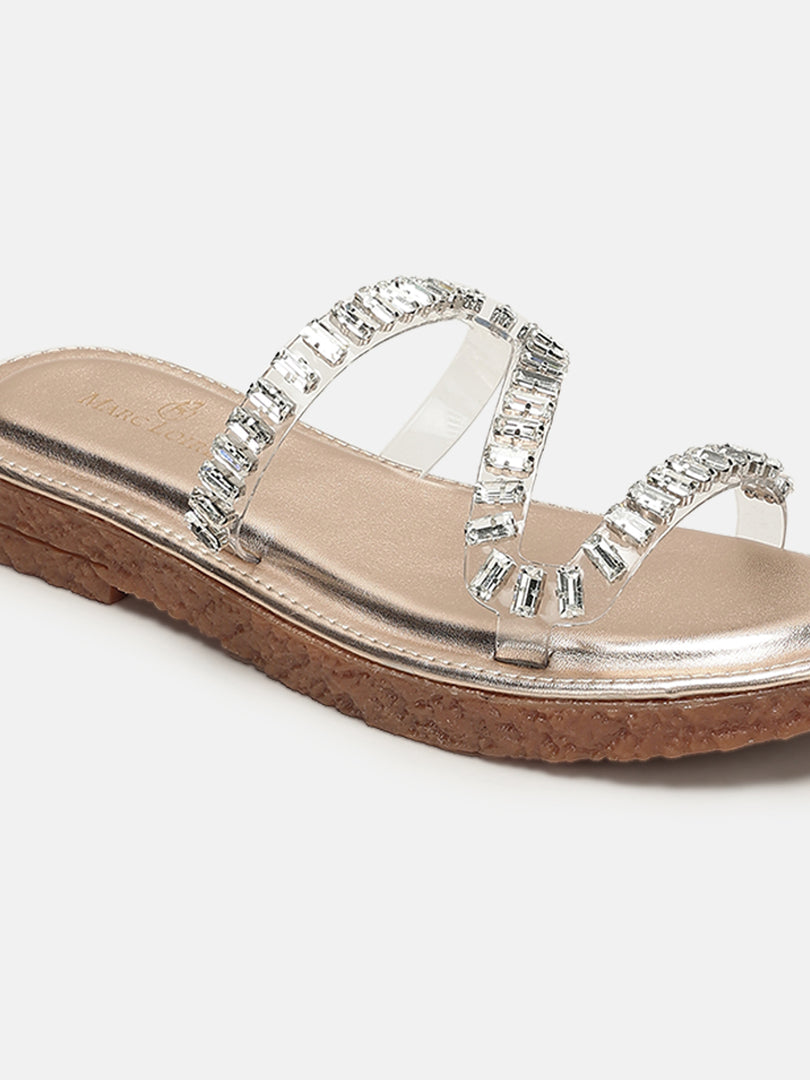 Embellished-Party-Open Toe Flats