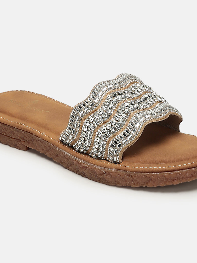 Embellished-Party-Open Toe Flats