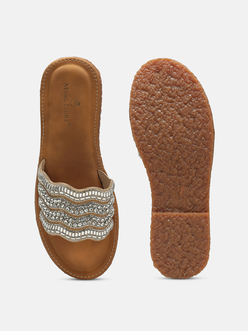 Embellished-Party-Open Toe Flats