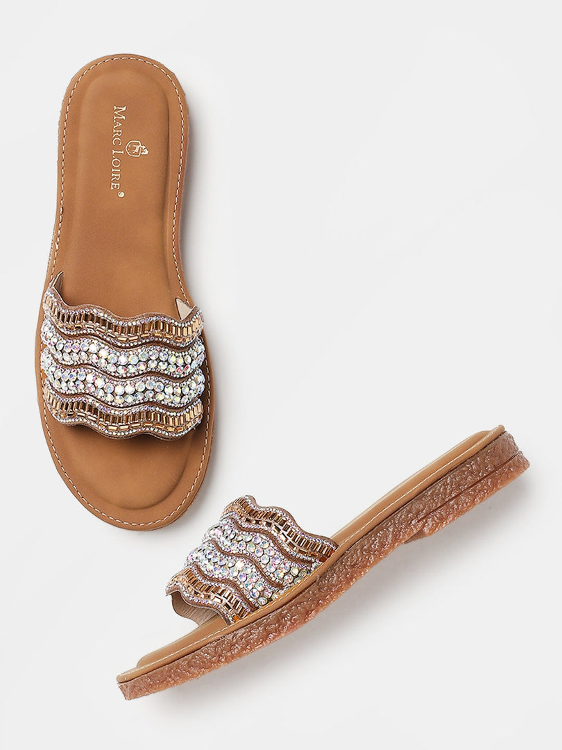 Embellished-Party-Open Toe Flats