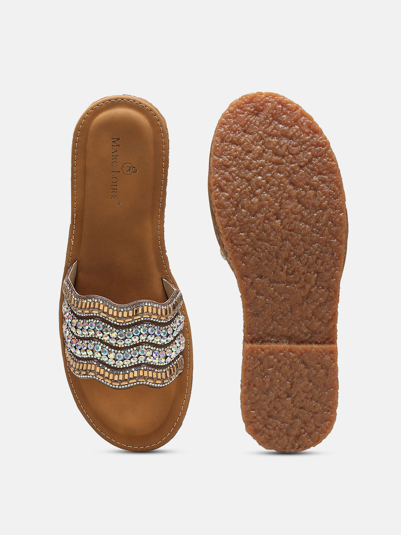 Embellished-Party-Open Toe Flats
