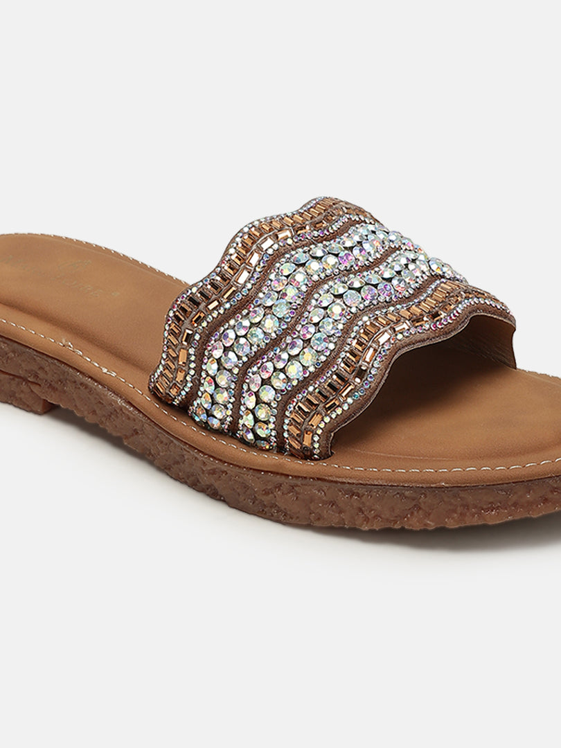 Embellished-Party-Open Toe Flats