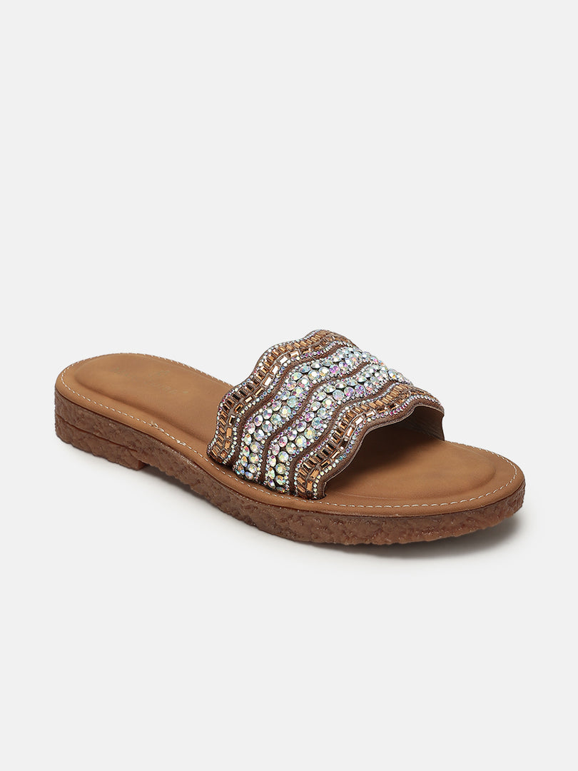 Embellished-Party-Open Toe Flats