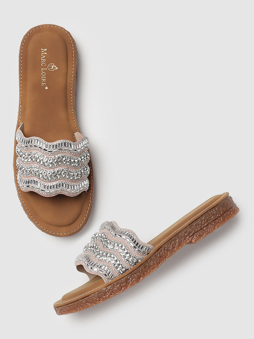 Embellished-Party-Open Toe Flats