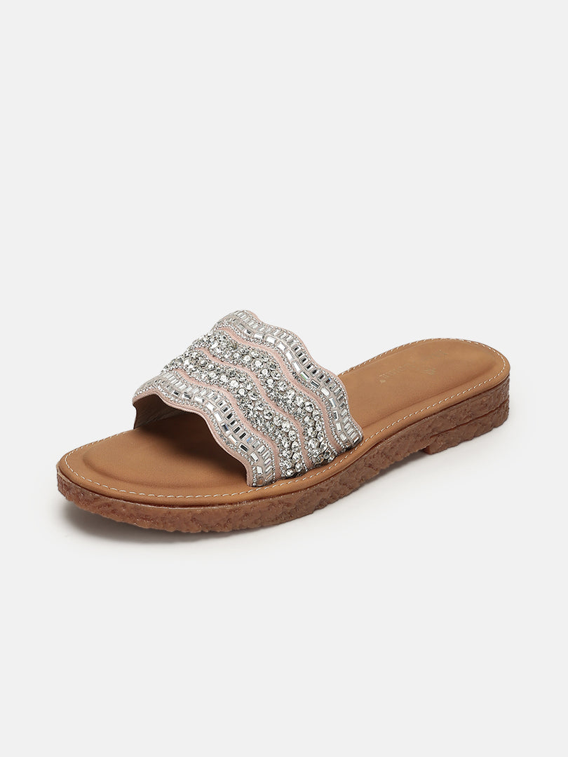 Embellished-Party-Open Toe Flats