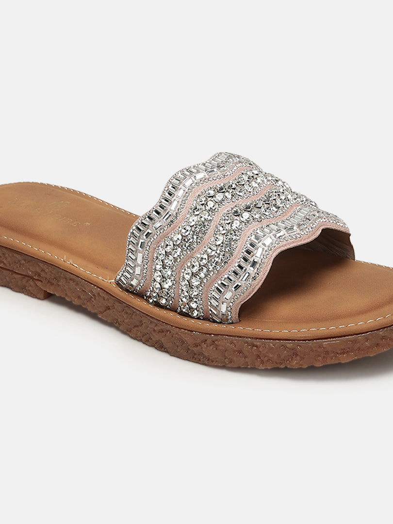 Embellished-Party-Open Toe Flats