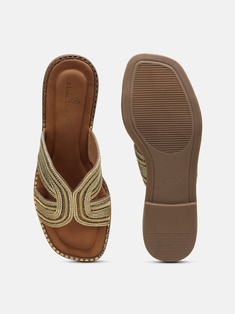 Embellished-Party-Open Toe Flats