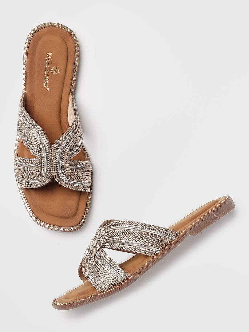 Embellished-Party-Open Toe Flats