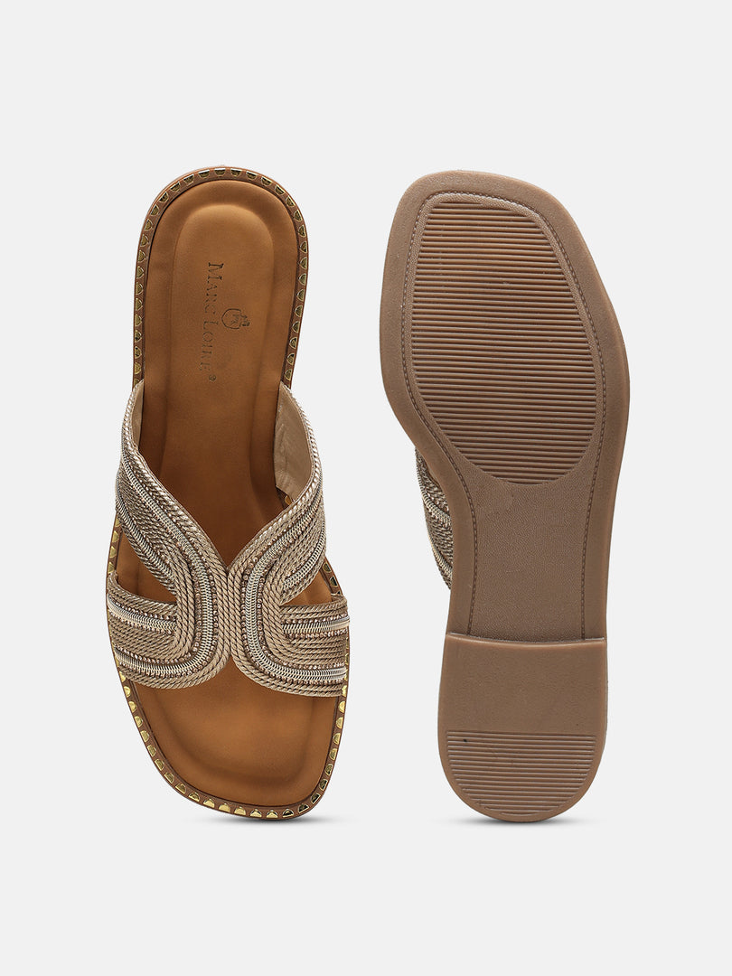 Embellished-Party-Open Toe Flats