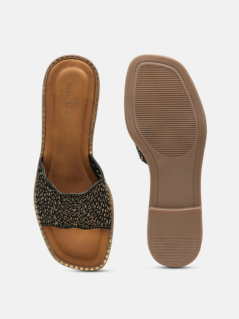 Embellished-Party-Open Toe Flats