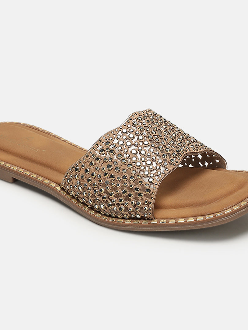 Embellished-Party-Open Toe Flats