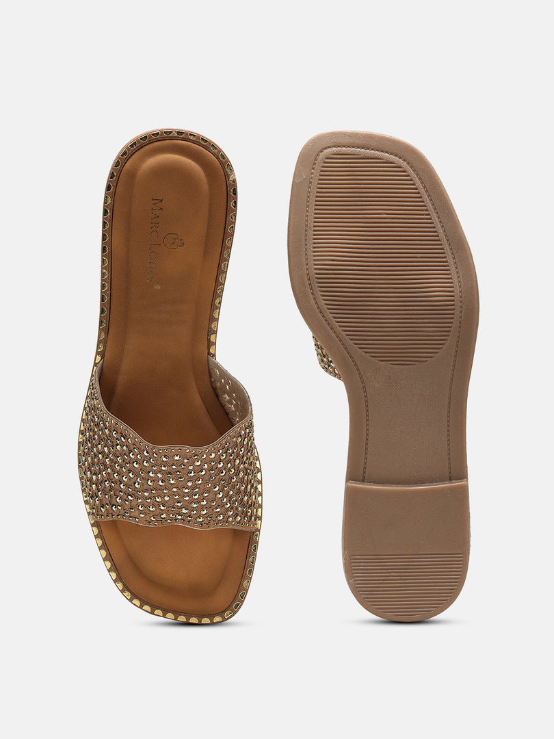 Embellished-Party-Open Toe Flats