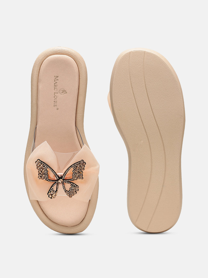 Embellished-Party-Open Toe Flats