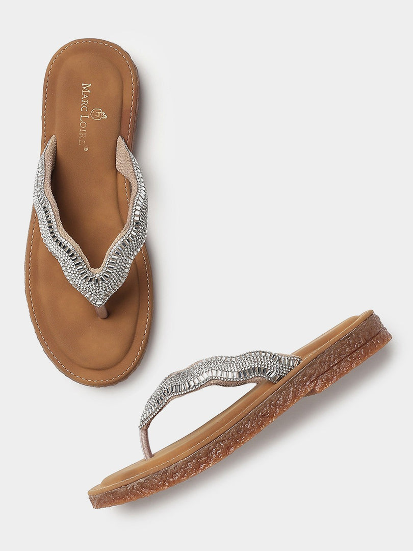 Embellished-Party-Open Toe Flats