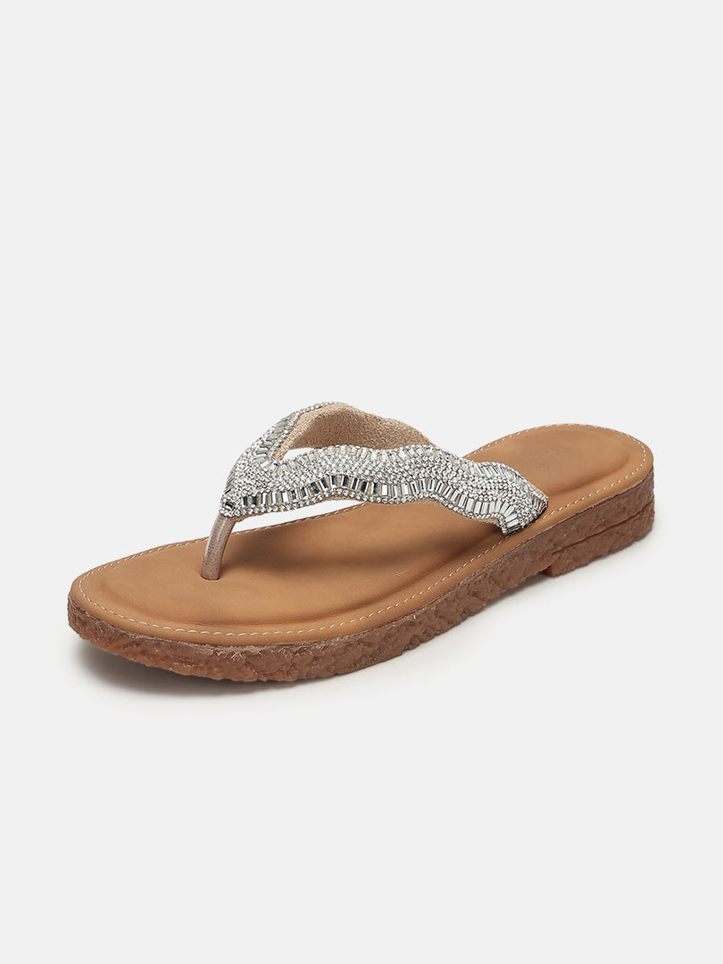 Embellished-Party-Open Toe Flats