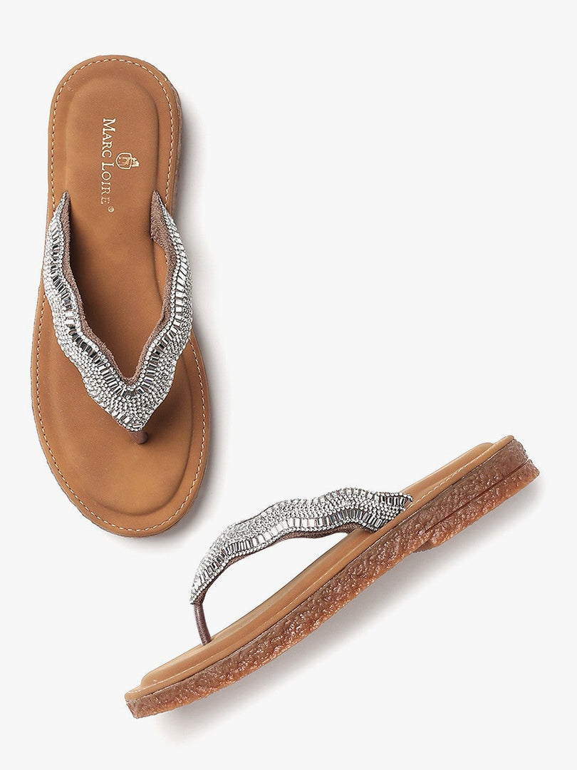 Embellished-Party-Open Toe Flats
