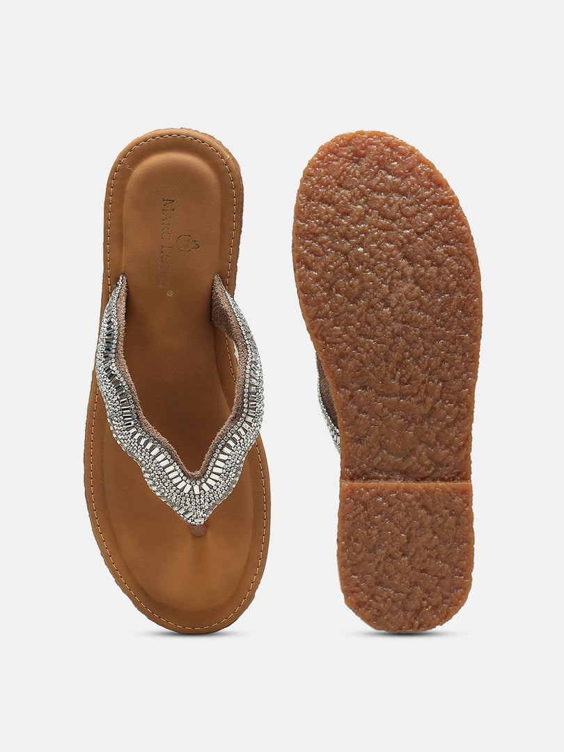 Embellished-Party-Open Toe Flats