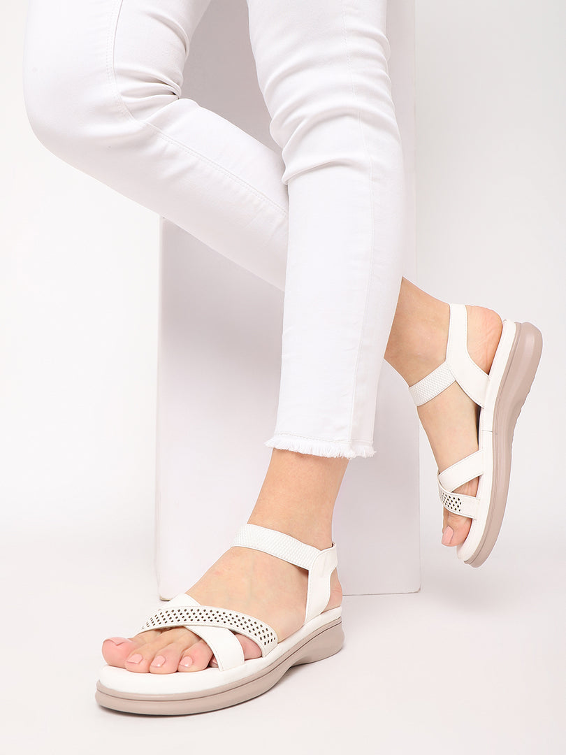 Cross Strap Open Toe Flat Sandals