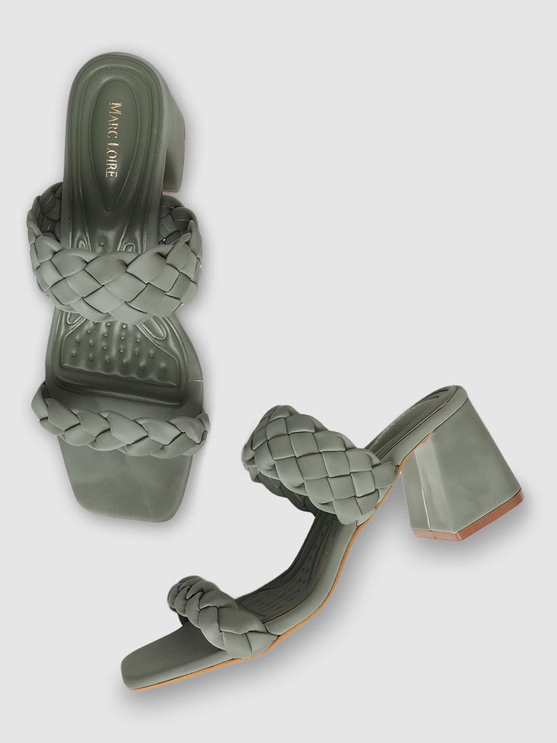 Braided Strap Solid Heels