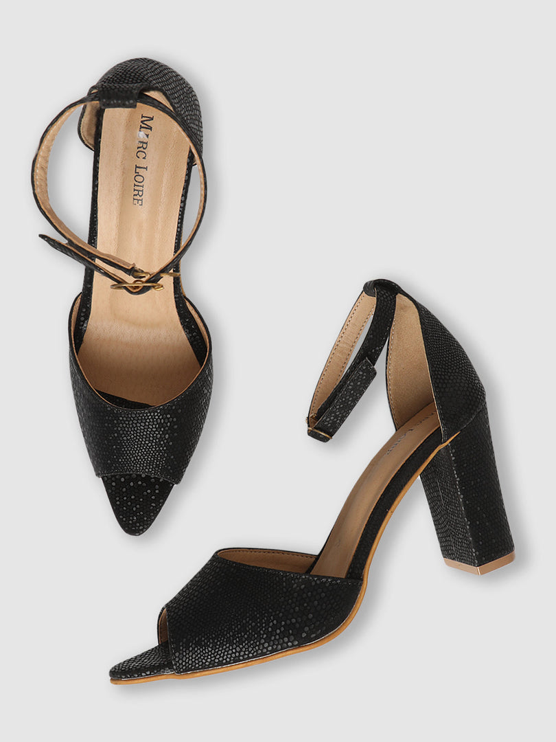 Ankel strap Textured Heels