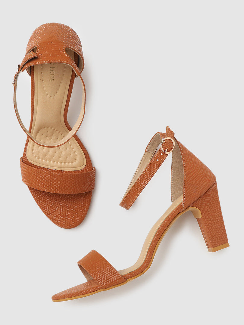 Ankle Strap Textured Heels