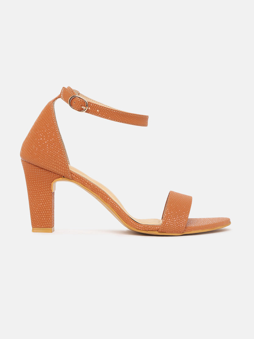 Ankle Strap Textured Heels