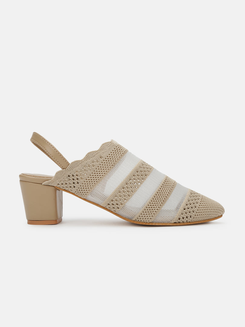 Knitted Round Toe Block Heels