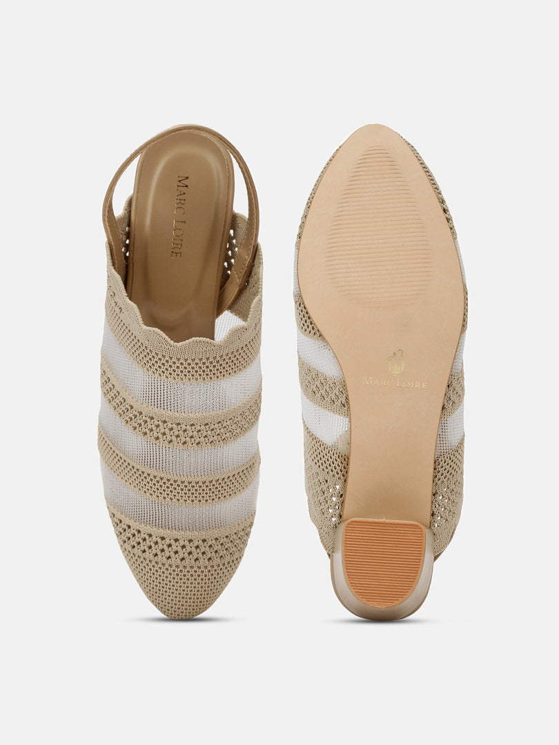 Knitted Round Toe Block Heels